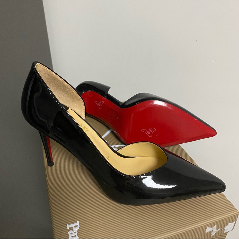 Christian Louboutin Black Patent Heels with Iconic Red Soles
